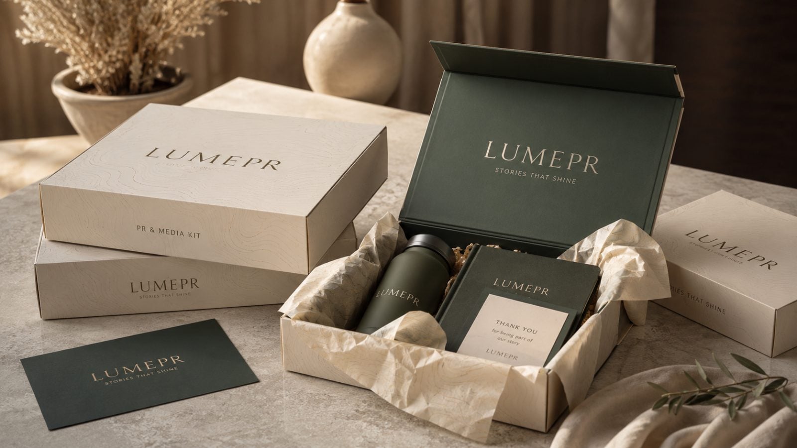 Custom printed PR boxes with logo