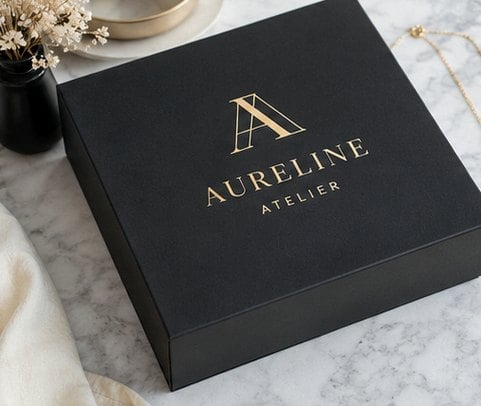Foil-Stamped Luxury PR Box with custom branding