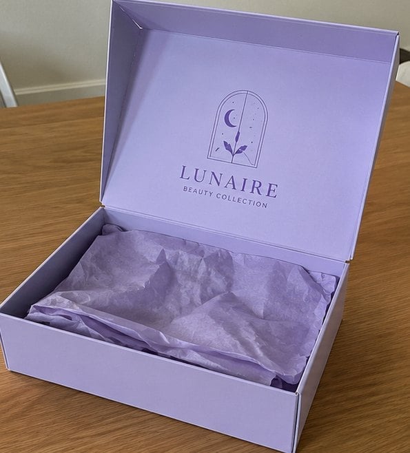 PR boxes with logo — customer photo